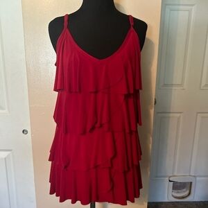 Elegant Red Layered Women's Top